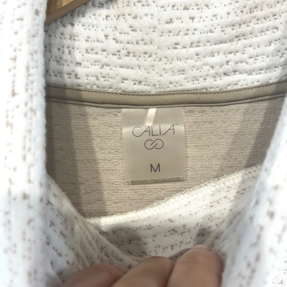 Calia Athleisure Cowl Neck Textured Pullover Size M Cream Minimalist Gorpcore - Picture 5 of 8